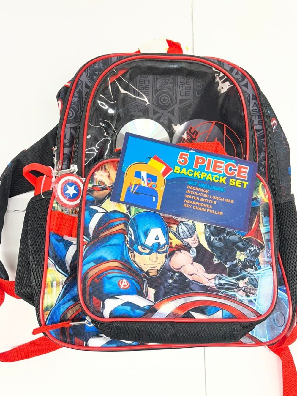 NEW Avengers Boys 17" 5-Piece Backpack Set with Headphone